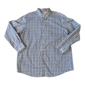 Duluth Trading Co. Wrinkle Fighter Relaxed Fit Blue Plaid LS Shirt Men's XLT